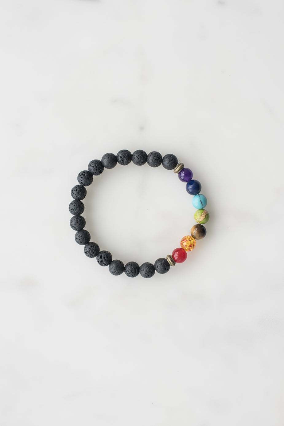 7 Shakra Bracelet in blue and black colors with chakra beads