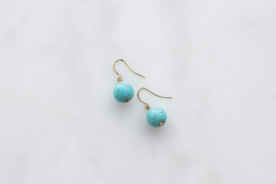 Turquoise boho earrings with 14k gold hooks