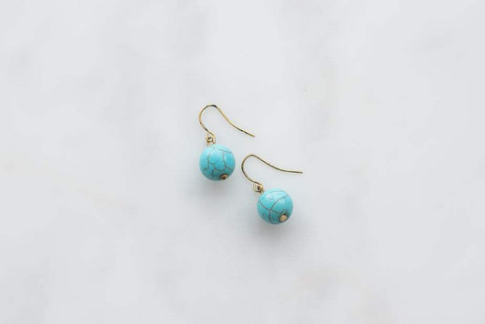 Turquoise boho earrings with 14k gold hooks