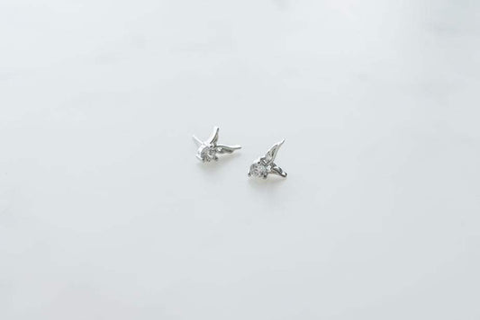 Sterling silver guardian angel earrings with diamond gemstones