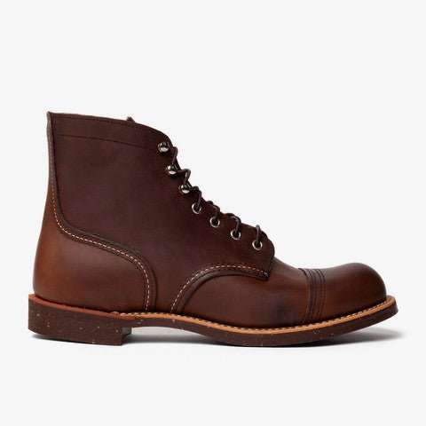 Red Wing Iron Ranger Boot in amber leather with nitrile cork sole and double-layer toe protection