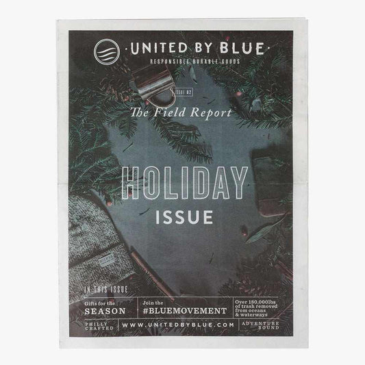The Field Report Vol. 2 printed newsprint with product updates and ocean cleanup images
