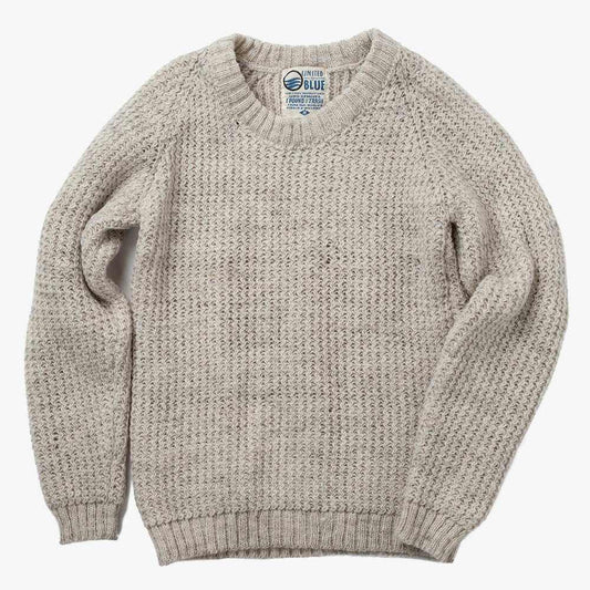 Woman wearing Whitney Pullover 100% wool heavy gauge knit handmade in Nepal